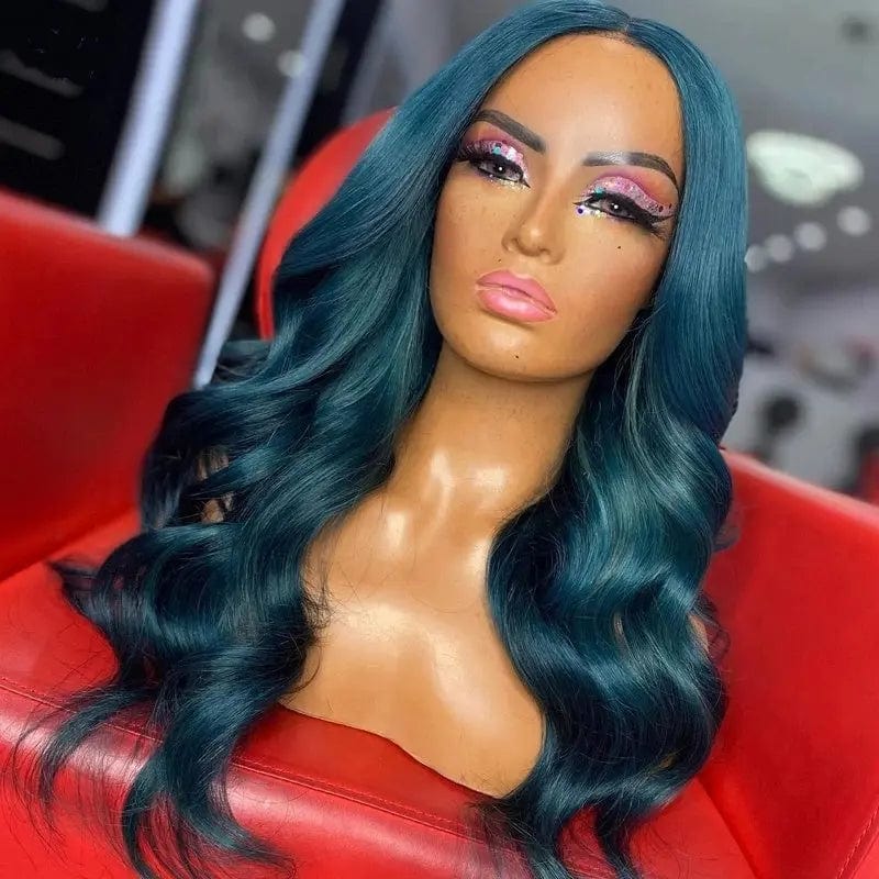 Pre Plucked Ocean Wave Wig Navy Dark Blue Color Cuticle Aligned Human Hair Extension Lace Frontal Wigs