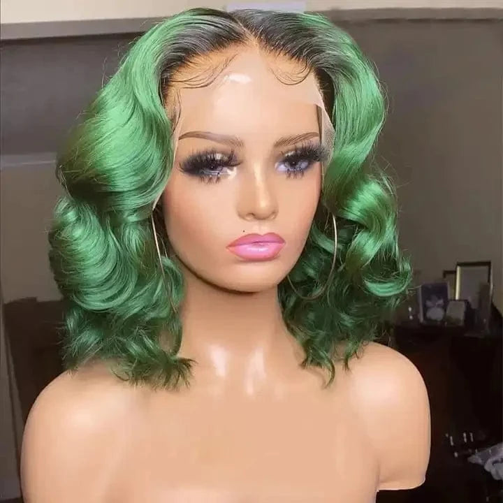 Pre Plucked Ombre Colorful Bob Brazilian Wigs Human Hair 13*4 Lace Front Wigs Bleached Knots For Woman