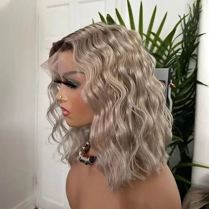 Pre Plucked Ombre Colorful Bob Brazilian Wigs Human Hair 13*4 Lace Front Wigs Bleached Knots For Woman