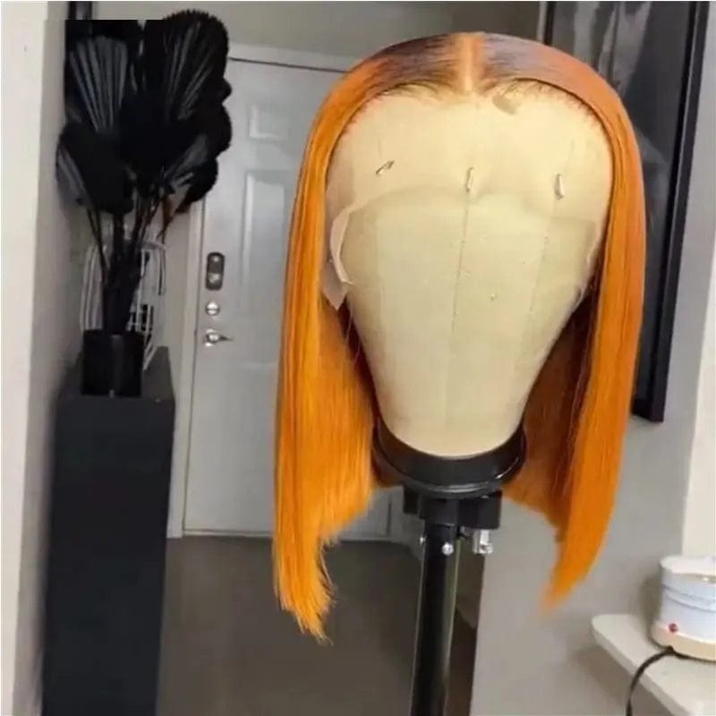 Pre Plucked Ombre Honey Brown Highlight Color Short Bob Virgin Full Cuticle Aligned Hair Lace Front Wigs