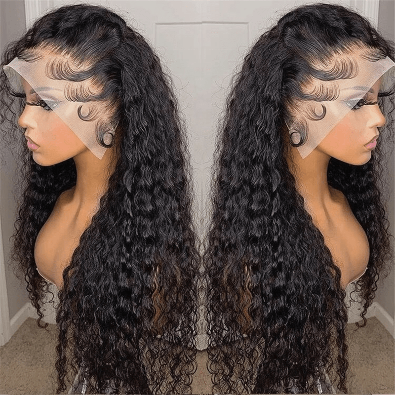 Pre Plucked Water Curly Wave Bleached Knots Burmese Full Cuticle Aligned Human Hair Melt HD Lace Front Wigs