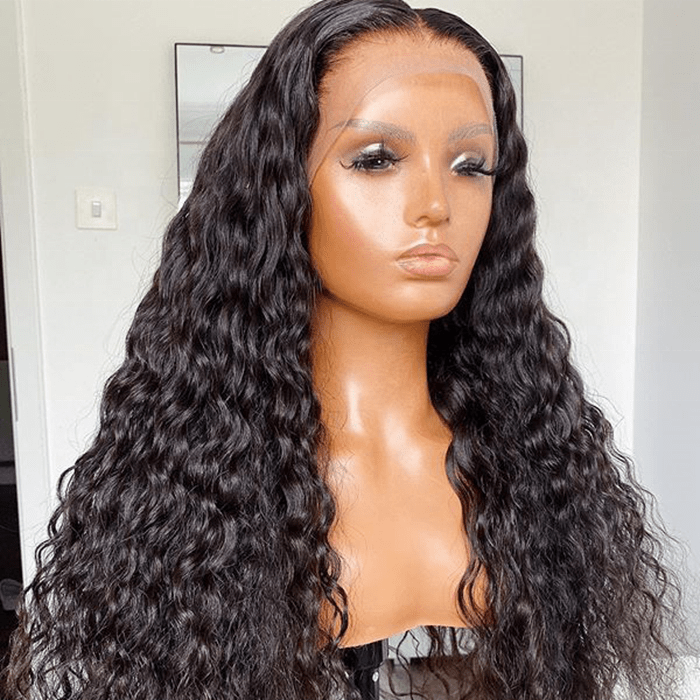 Pre Plucked Water Curly Wave Bleached Knots Burmese Full Cuticle Aligned Human Hair Melt HD Lace Front Wigs