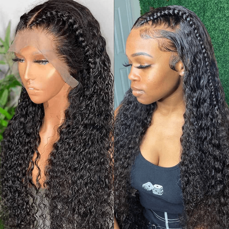 Pre Plucked Water Curly Wave Bleached Knots Burmese Full Cuticle Aligned Human Hair Melt HD Lace Front Wigs
