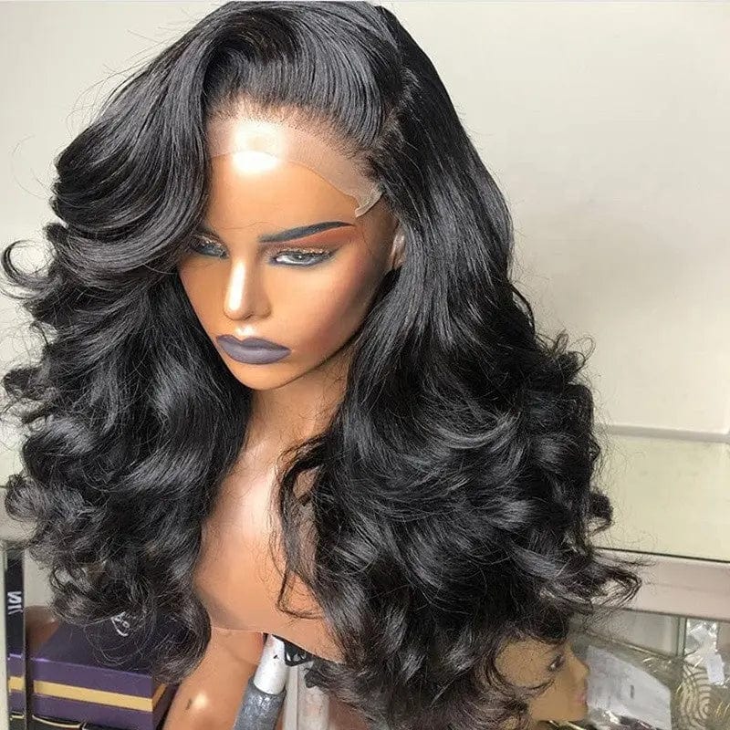 Pre Plucked Water Wave Wig Natural Black Color Cuticle Aligned Unprocessed Remy Hair Lace Front Wigs