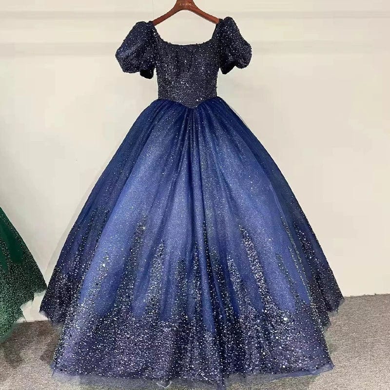 Princess Puff Sleeve Sequins Party Ball Gown Evening Dresses Jancember 5594-1