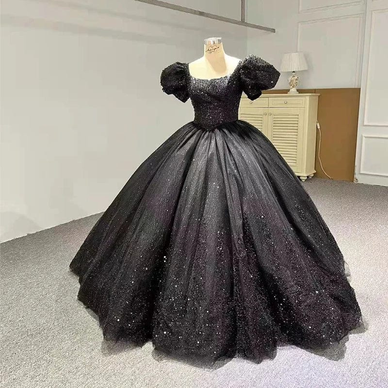 Princess Puff Sleeve Sequins Party Ball Gown Evening Dresses Jancember 5594-1