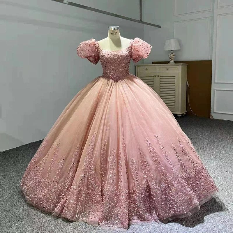 Princess Puff Sleeve Sequins Party Ball Gown Evening Dresses Jancember 5594-1
