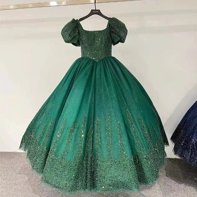 Princess Puff Sleeve Sequins Party Ball Gown Evening Dresses Jancember 5594-1