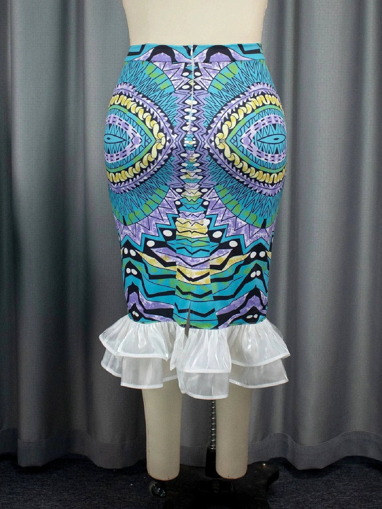 Print Tulle Ruffles Classy Patchwork Package Hip Female Autumn Skirts