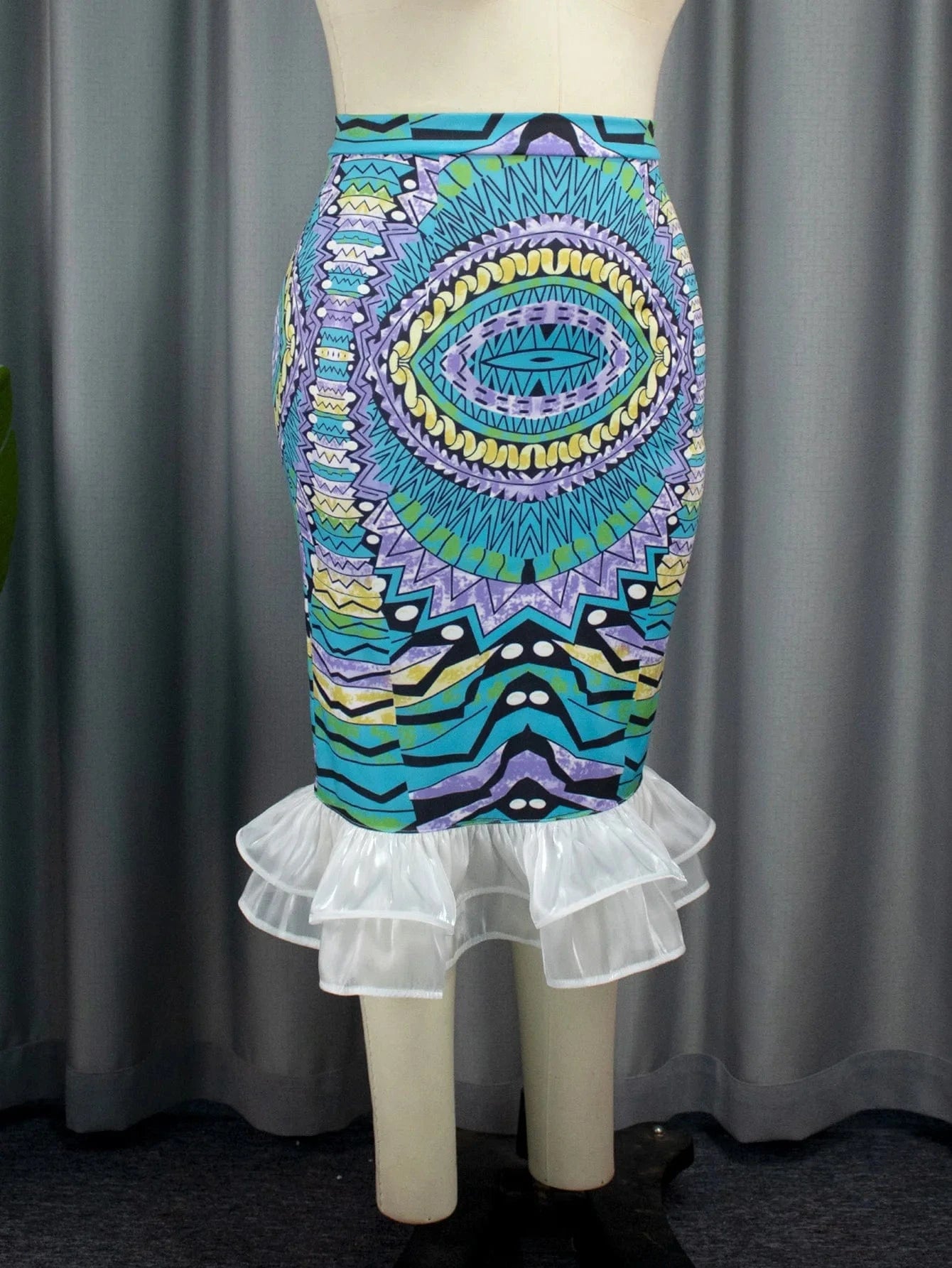 Print Tulle Ruffles Classy Patchwork Package Hip Female Autumn Skirts