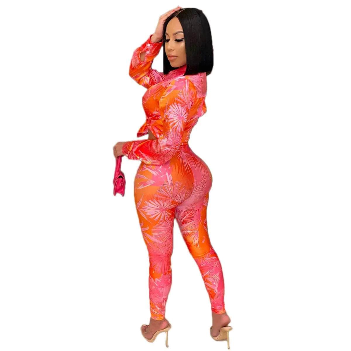 Printed Women Clothing  2 Piece Pants Sets Long Sleeve Set Tie Dye Skirts Sets Women Two Piece Outfit
