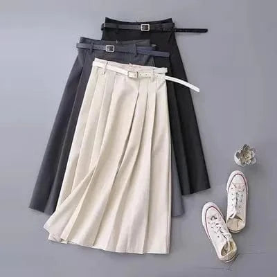 Professional commuting A-line skirt High waisted slimming drape pleated skirt SML