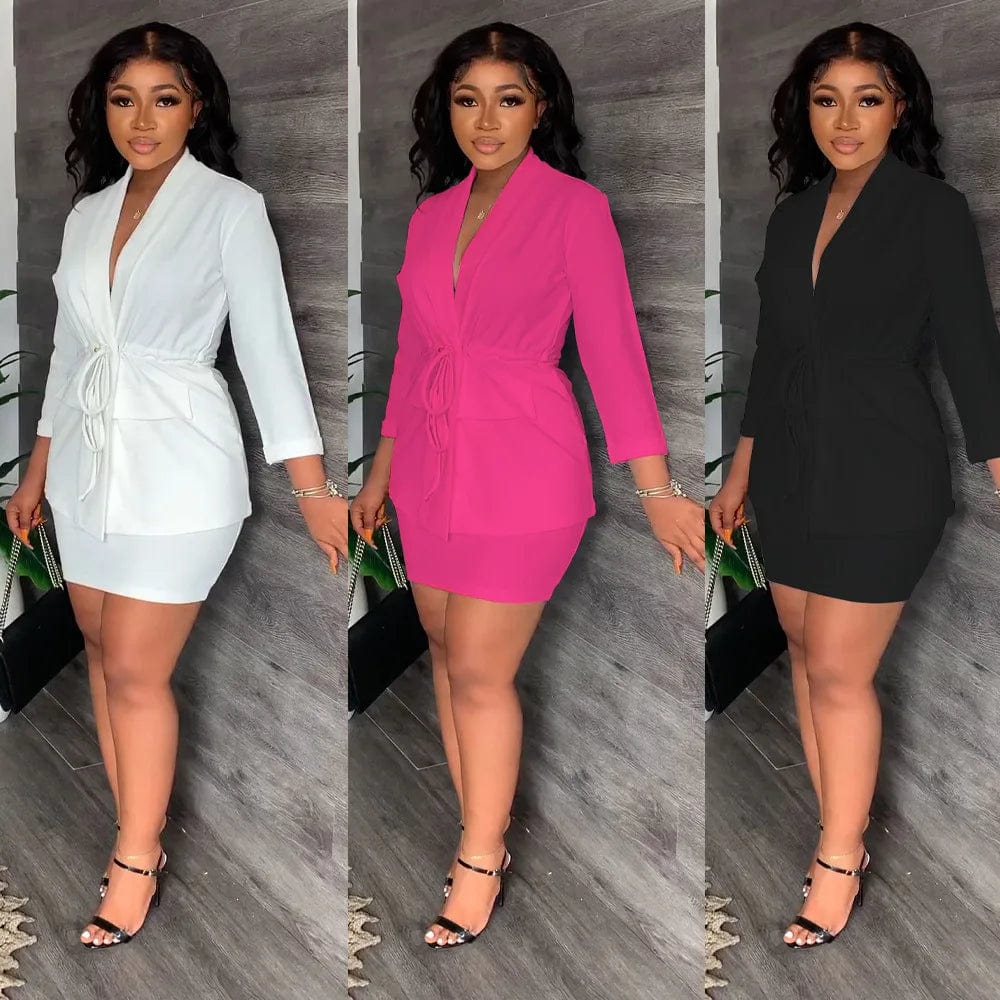 Professional Small Suit Jacket Half Skirt Two-Piece Set For  Woman