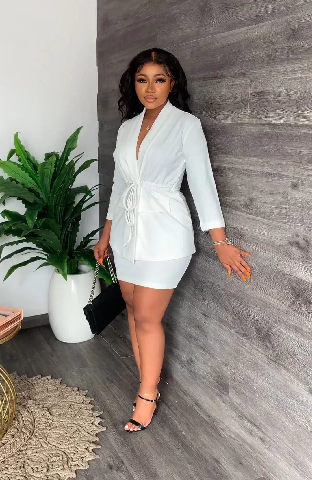 Professional Small Suit Jacket Half Skirt Two-Piece Set For  Woman