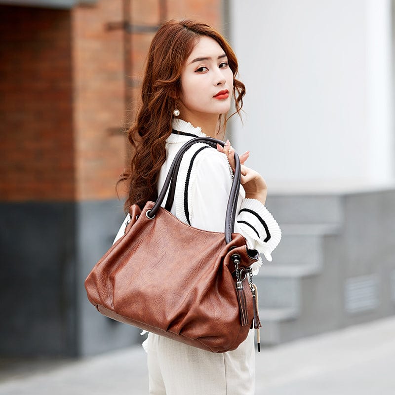 PU Leather Tote Bag for Women Office Shoulder Handbag Work Laptop Briefcase