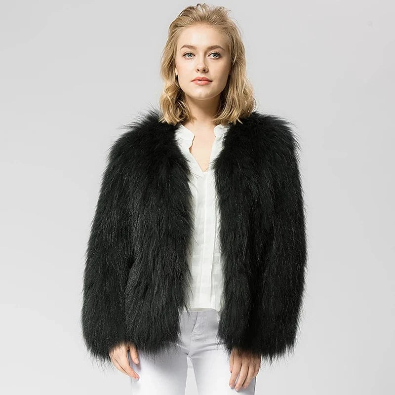 Pudi CR035 knit knitted Real raccoon fur coat jacket overcoat high quality women'sr warm genuine fur coat