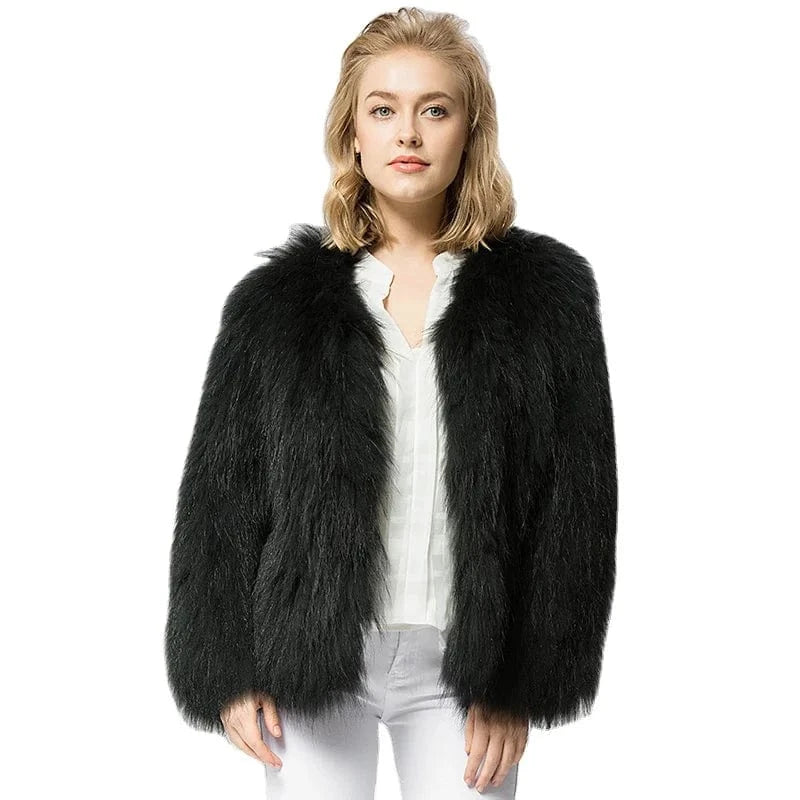 Pudi CR035 knit knitted Real raccoon fur coat jacket overcoat high quality women'sr warm genuine fur coat