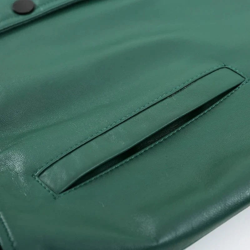 Pudi Women Genuine Leather Jacket Coat Spring Female Real Sheep Leather Baseball Jackets Coats CT103