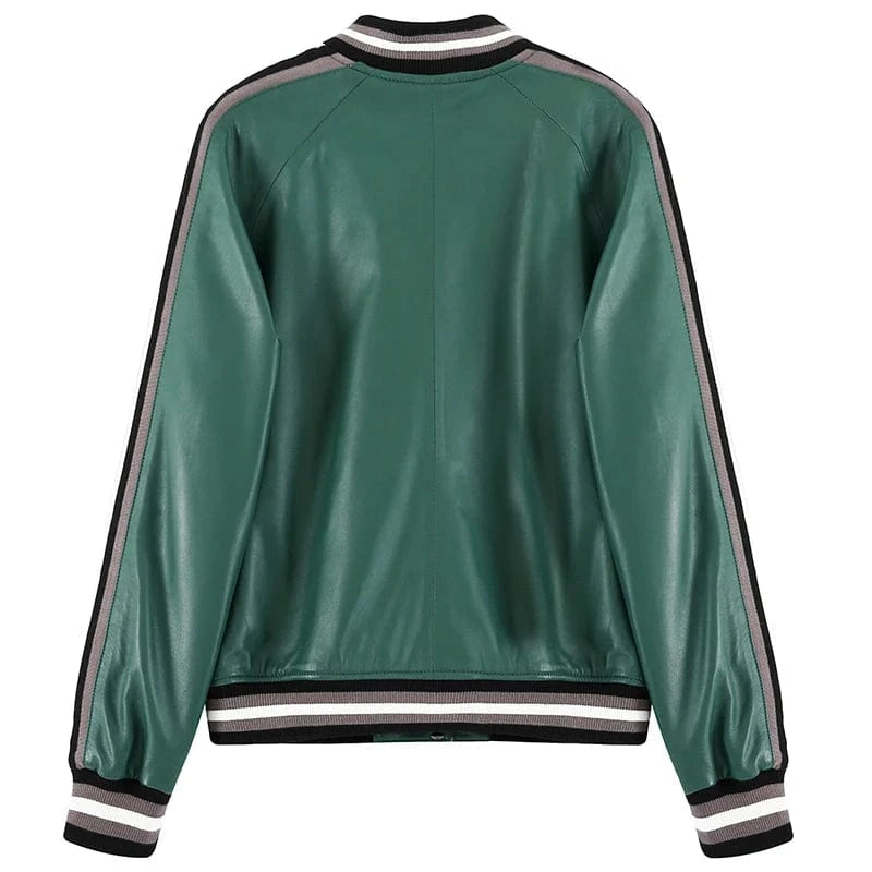 Pudi Women Genuine Leather Jacket Coat Spring Female Real Sheep Leather Baseball Jackets Coats CT103