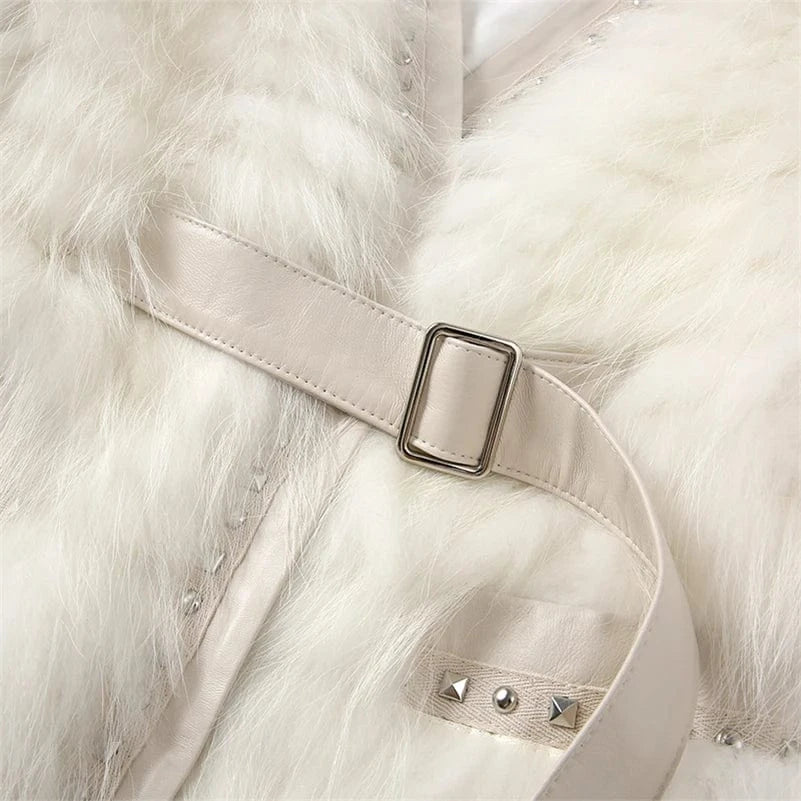 Pudi Women Real Fox Fur Coat Jacket Over Size Lady Female Fashion Winter Warm Genuine Leather Coats Parka Z21M23