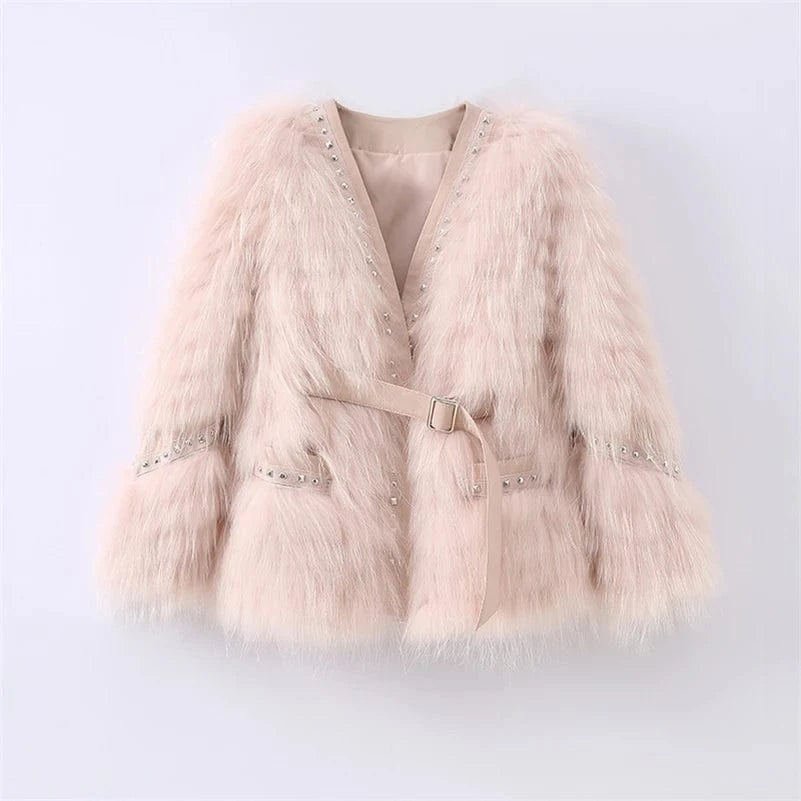 Pudi Women Real Fox Fur Coat Jacket Over Size Lady Female Fashion Winter Warm Genuine Leather Coats Parka Z21M23
