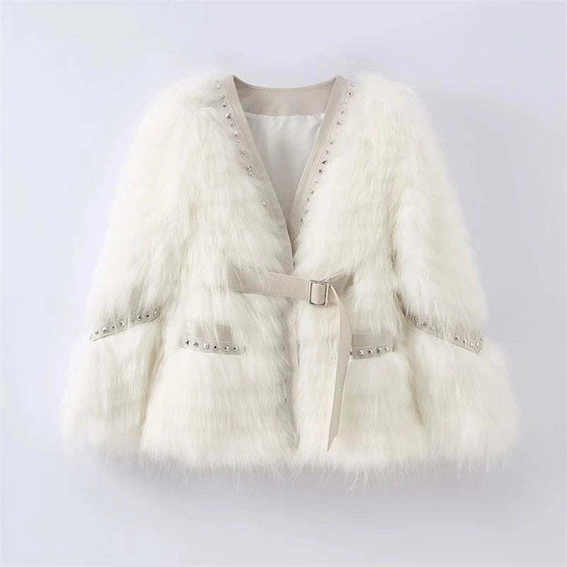 Pudi Women Real Fox Fur Coat Jacket Over Size Lady Female Fashion Winter Warm Genuine Leather Coats Parka Z21M23