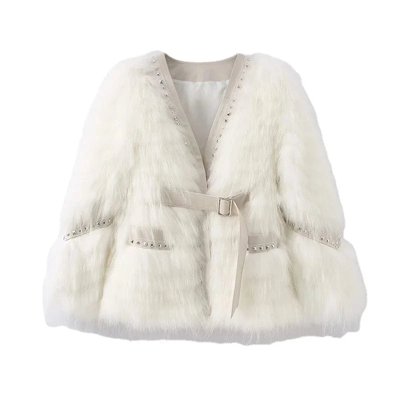 Pudi Women Real Fox Fur Coat Jacket Over Size Lady Female Fashion Winter Warm Genuine Leather Coats Parka Z21M23