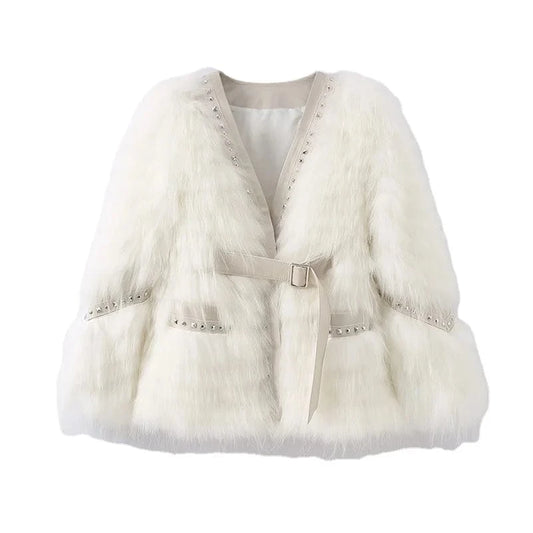 Pudi Women Real Fox Fur Coat Jacket Over Size Lady Female Fashion Winter Warm Genuine Leather Coats Parka Z21M23