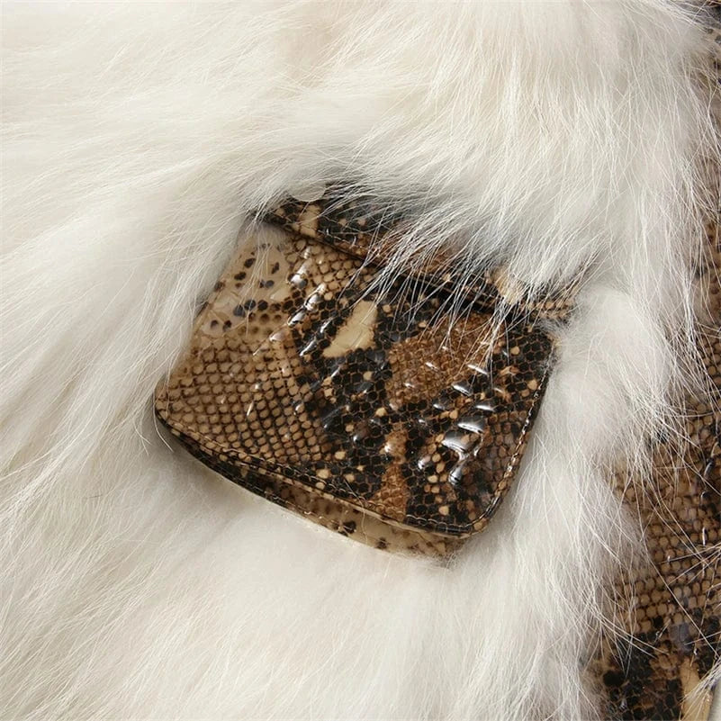 Pudi Women Real Fox Fur Coat Jacket Over Size Lady Female Fashion Winter Warm Genuine Leather Coats Parka Z21M29