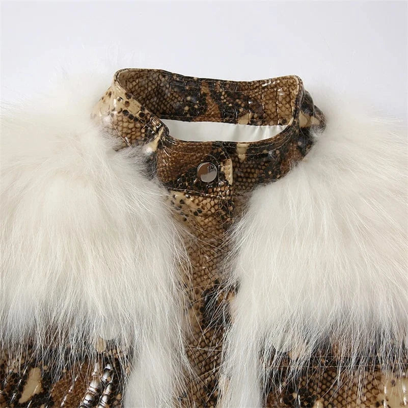 Pudi Women Real Fox Fur Coat Jacket Over Size Lady Female Fashion Winter Warm Genuine Leather Coats Parka Z21M29