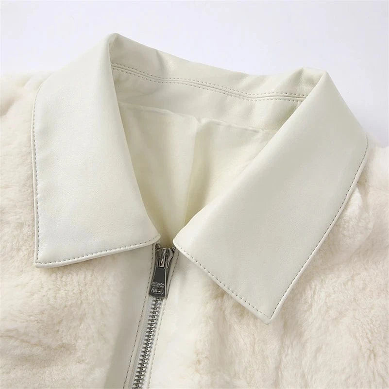 Pudi Women Real Rabbit Fur Jacket Coat Female Winter New Genuine Leather Parka Jackets CT135