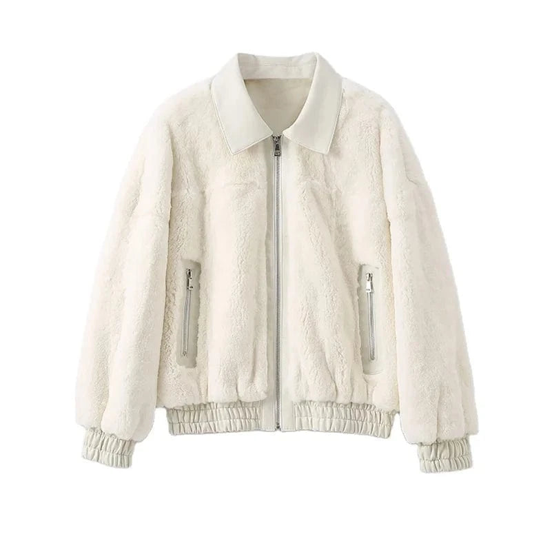 Pudi Women Real Rabbit Fur Jacket Coat Female Winter New Genuine Leather Parka Jackets CT135