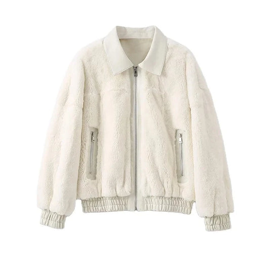 Pudi Women Real Rabbit Fur Jacket Coat Female Winter New Genuine Leather Parka Jackets CT135