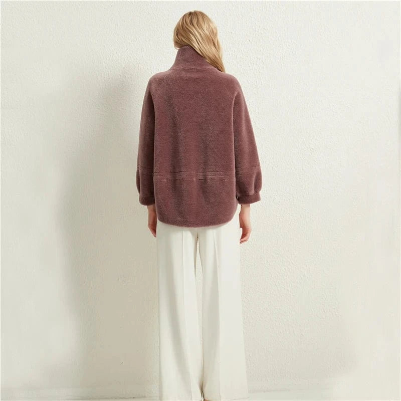 Pudi women real wool fur coat jacket female winter sheep fur jackets coats parka trench H985-A