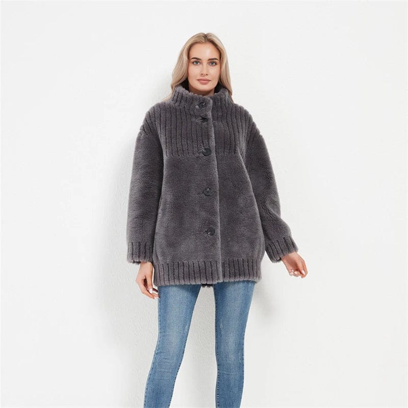 PUDI Women's Winter Warm Real Wool Fur Coat Jacket Vest Lady Over Size Fur Parka Trench H6006