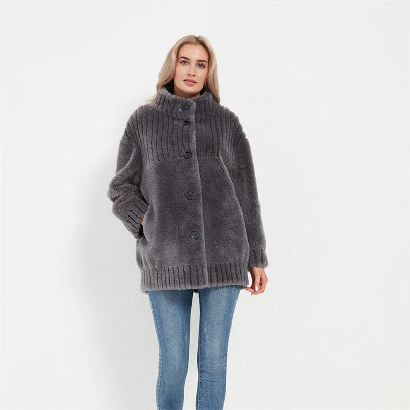 PUDI Women's Winter Warm Real Wool Fur Coat Jacket Vest Lady Over Size Fur Parka Trench H6006