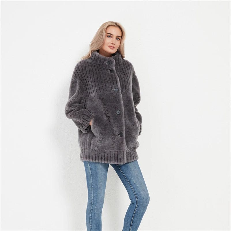 PUDI Women's Winter Warm Real Wool Fur Coat Jacket Vest Lady Over Size Fur Parka Trench H6006
