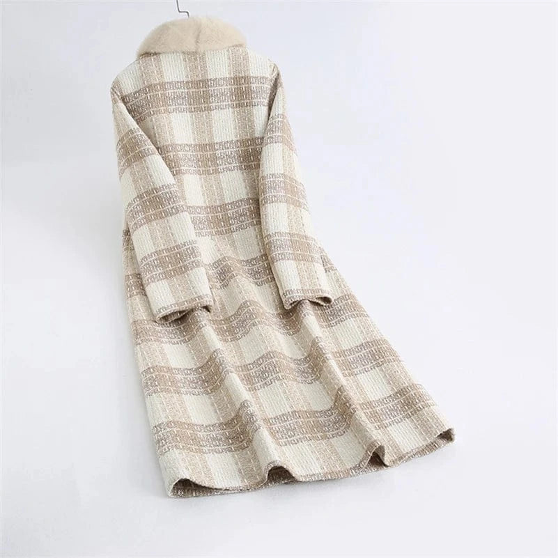 Pudi Women Winter Real Mink Fur Coat Jacket Ins Hot Lady Over Size LONG Wool Blends Parka Trench Z21010