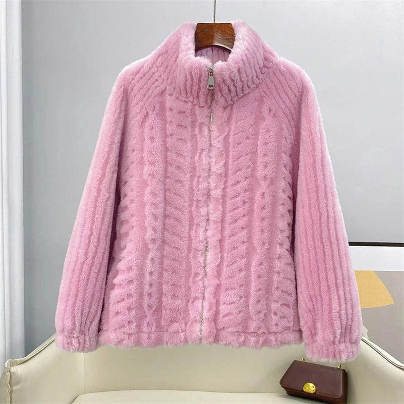 PUDI Women Wool Fur Coat Jacket Winter Female Girl Real Sheep Shearing Parka Overcoat CT179