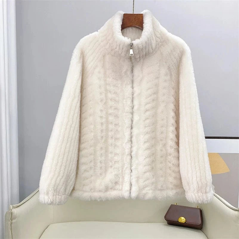 PUDI Women Wool Fur Coat Jacket Winter Female Girl Real Sheep Shearing Parka Overcoat CT179