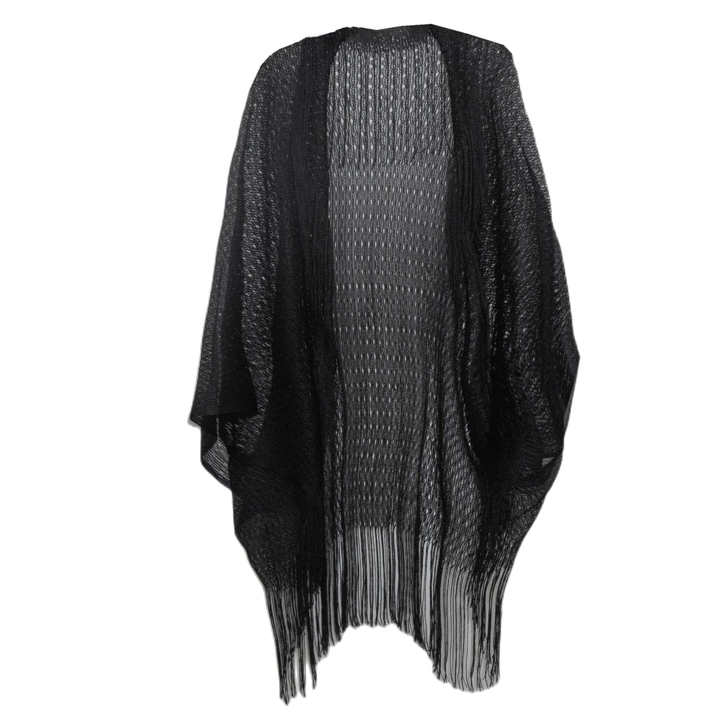 Pure Black New Women's Cloak Tourism Ethnic Style Rainbow Stripes Summer Sunscreen Thin Hollow Shawl