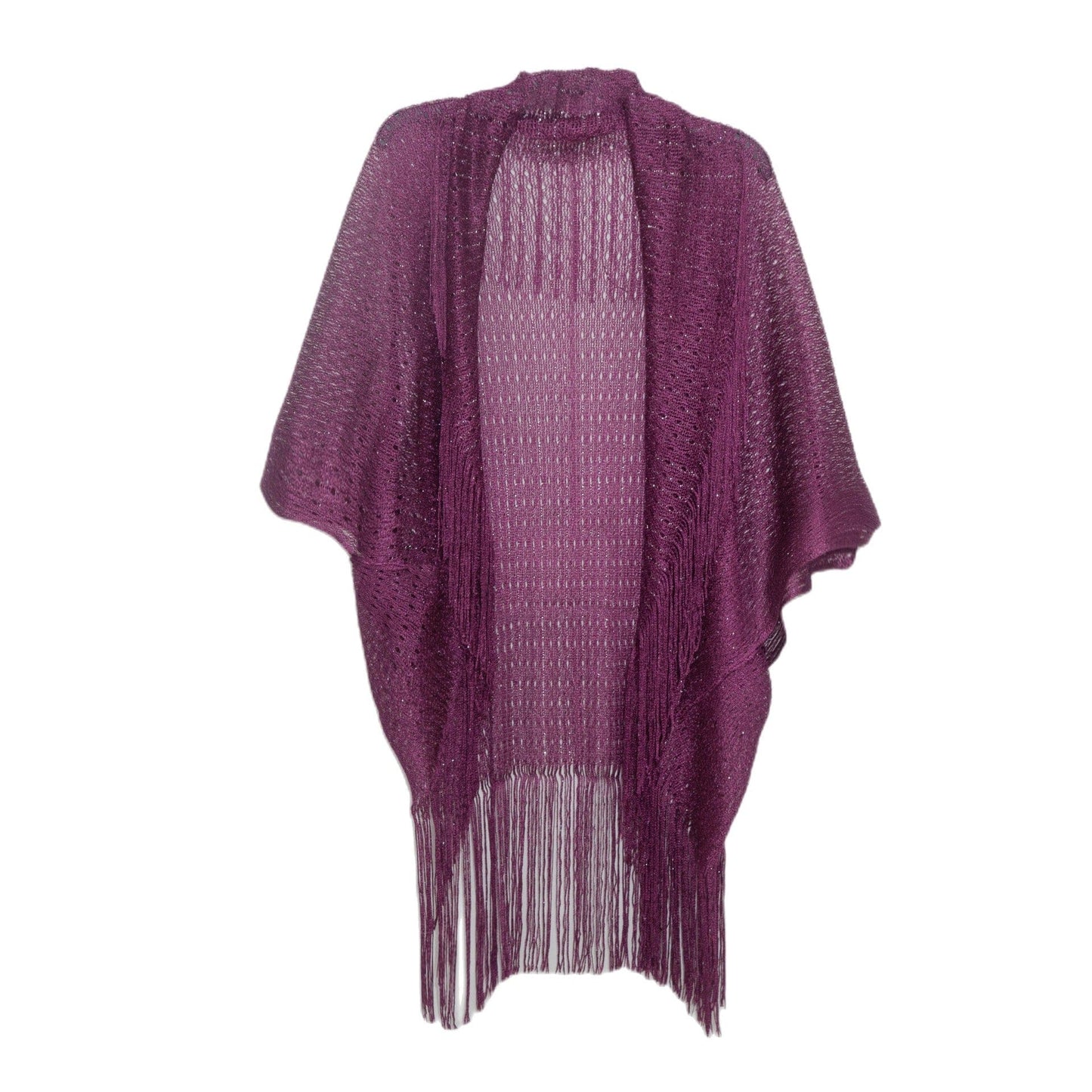 Pure Purple New Women's Cloak Tourism Ethnic Style Rainbow Stripes Summer Sunscreen Thin Hollow Shawl