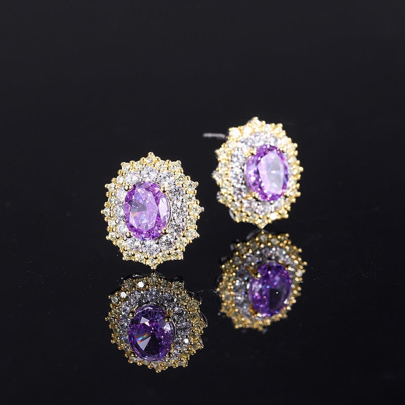 Purple diamond ear studs ADODO jewelry Fashion Pendant Necklace Ring Earrings Jewelry Set for Ladies Party Accessories Wholesale