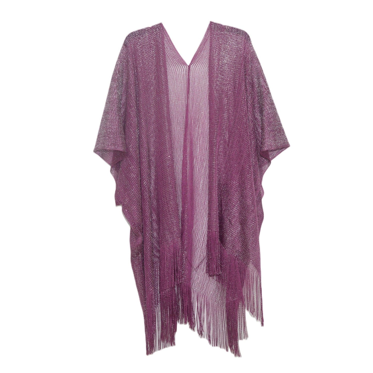 Purple New Women's Cloak Tourism Ethnic Style Rainbow Stripes Summer Sunscreen Thin Hollow Shawl