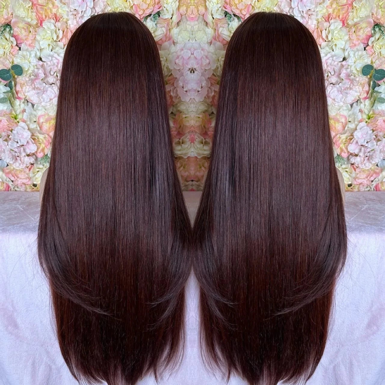 Qingdao Wig Small Knots 150% Density Reddish Brown Color Virgin Remy Cuticle Aligned Human Hair Lace Front Wigs