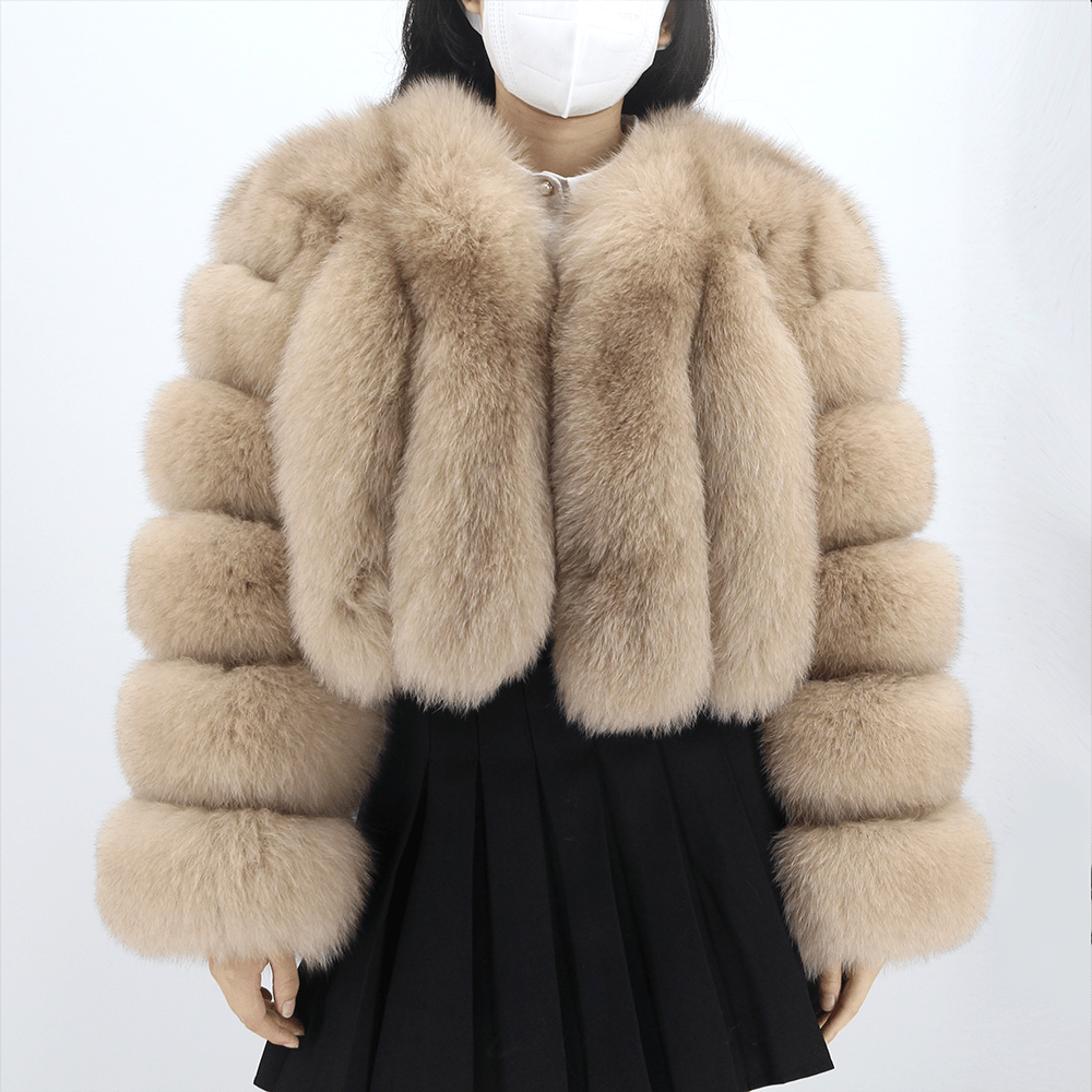 QIUCHEN QC22089 Plus Size 2022 Women New Fashion Short Real Fox Fur Coat Winter Warm Luxury Cropped Jacket