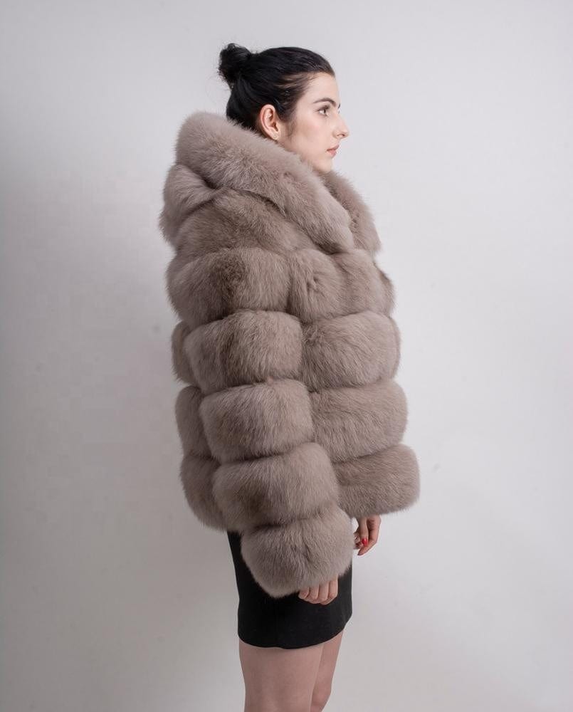 QIUCHEN-QC8143  arrival thick fur coat real fox fur jacket with hood stand collar outfit hoodies plus size coats fo