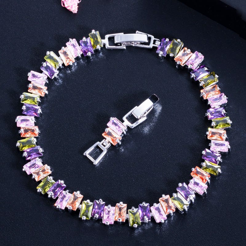 Quality Dazzling Cubic Zirconia Stone Yellow Gold Color Fashion CZ Women Wedding Tennis Bracelet Jewelry for Bridesmaids Gifts