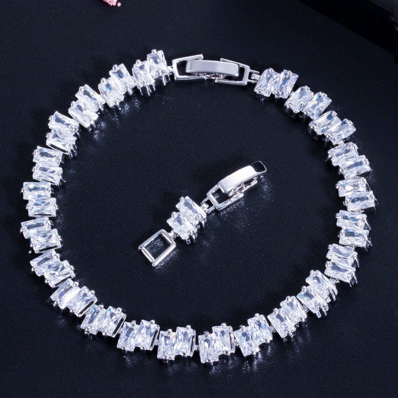 Quality Dazzling Cubic Zirconia Stone Yellow Gold Color Fashion CZ Women Wedding Tennis Bracelet Jewelry for Bridesmaids Gifts