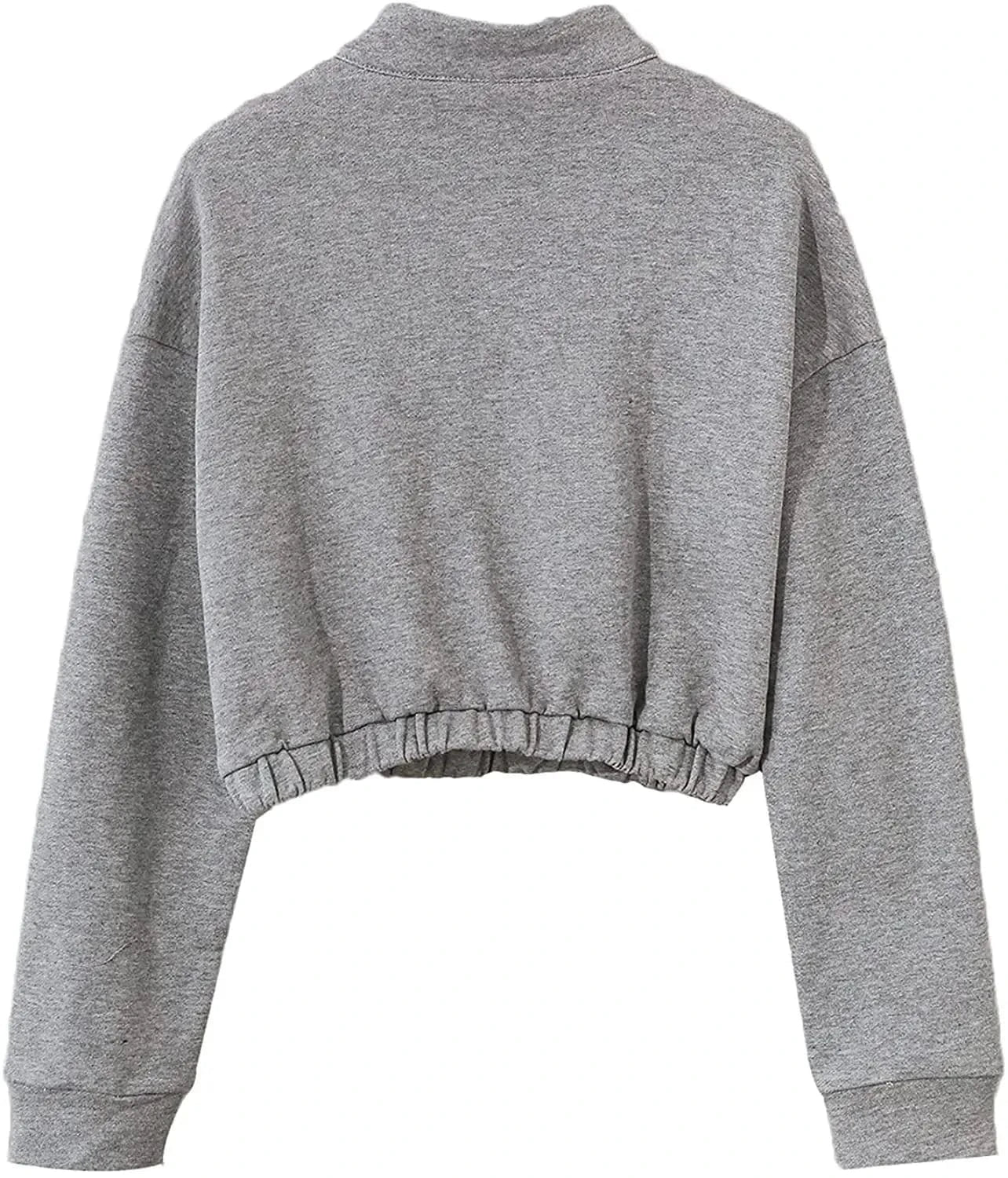 Quarter Zip Neck Cropped Sweatshirts Cotton Elastic Hem Yoga Fitness Crop top hoodies for Women